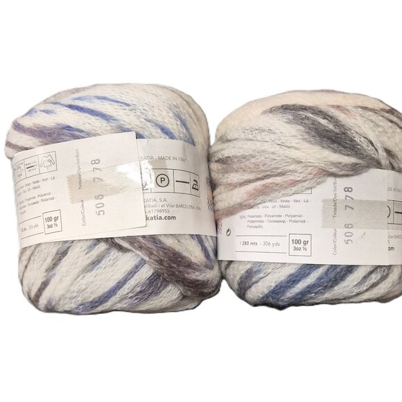 Katia Melody Jacquard Print 506 — 2x100g Italy Discontinued Zigzag Pattern - Picture 2 of 2